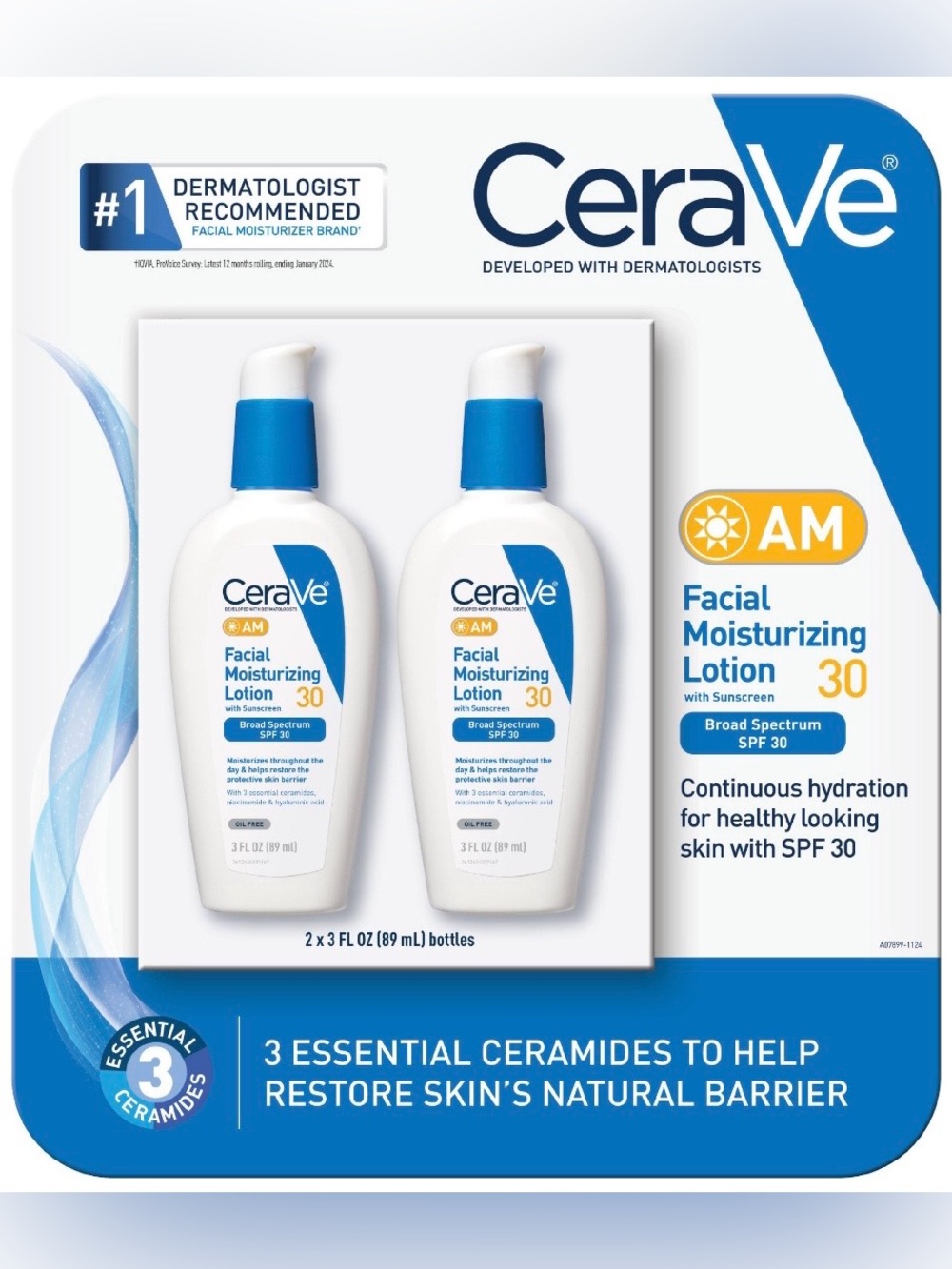 New CeraVe AM Facial Moisturizing Lotion SPF 30 - 2 Pack